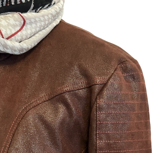 Olsen Europe faux suede jacket size 8 bordeaux colour - Picture 10 of 15